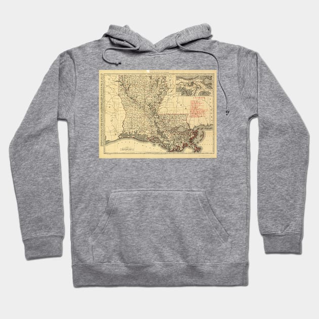 Vintage Map of Louisiana (1896) Hoodie by Bravuramedia